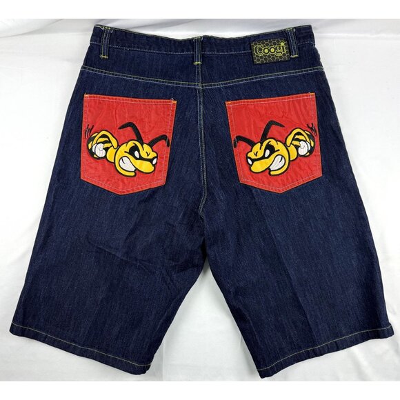 VTG COOGI Y2K WITH EMBROIDERED BEE DESIGN DENIM MEN'S SHORTS SIZE 40 - Picture 3 of 10